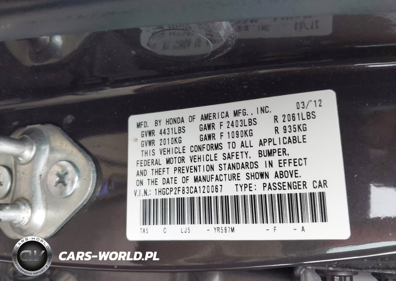 2012 Honda Accord 2.4 Ex-L VIN:1HGCP2F83CA120067 - 9