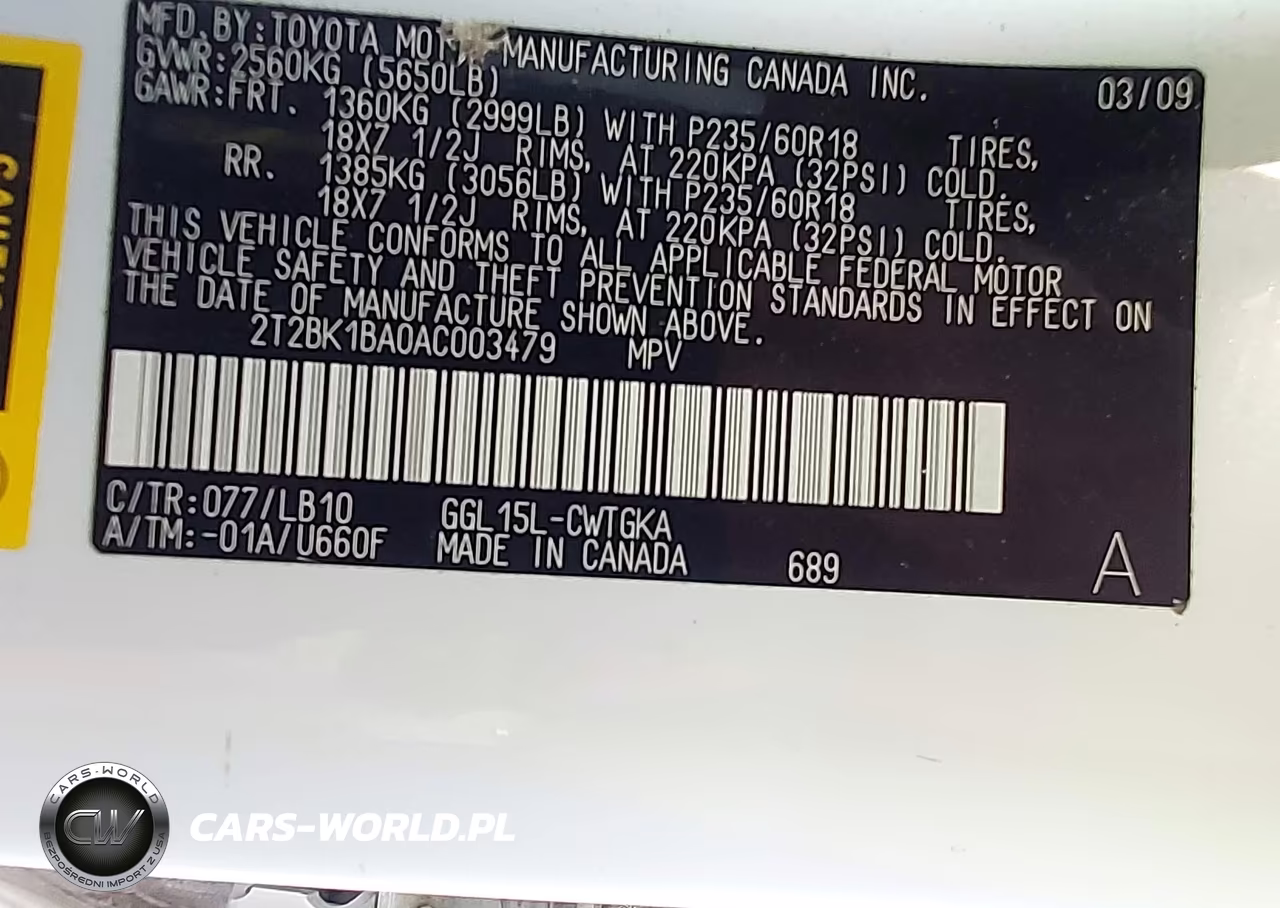 2010 Lexus Rx 350 VIN:2T2BK1BA0AC003479 - 9