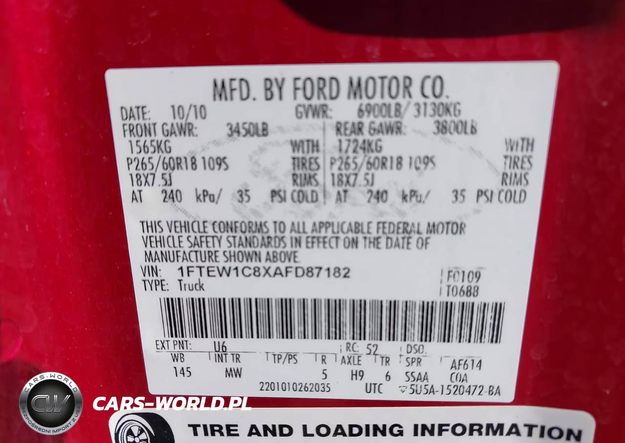 2010 Ford F-150 Fx2 Sport-Xl-Xlt VIN:1FTEW1C8XAFD87182 - 9