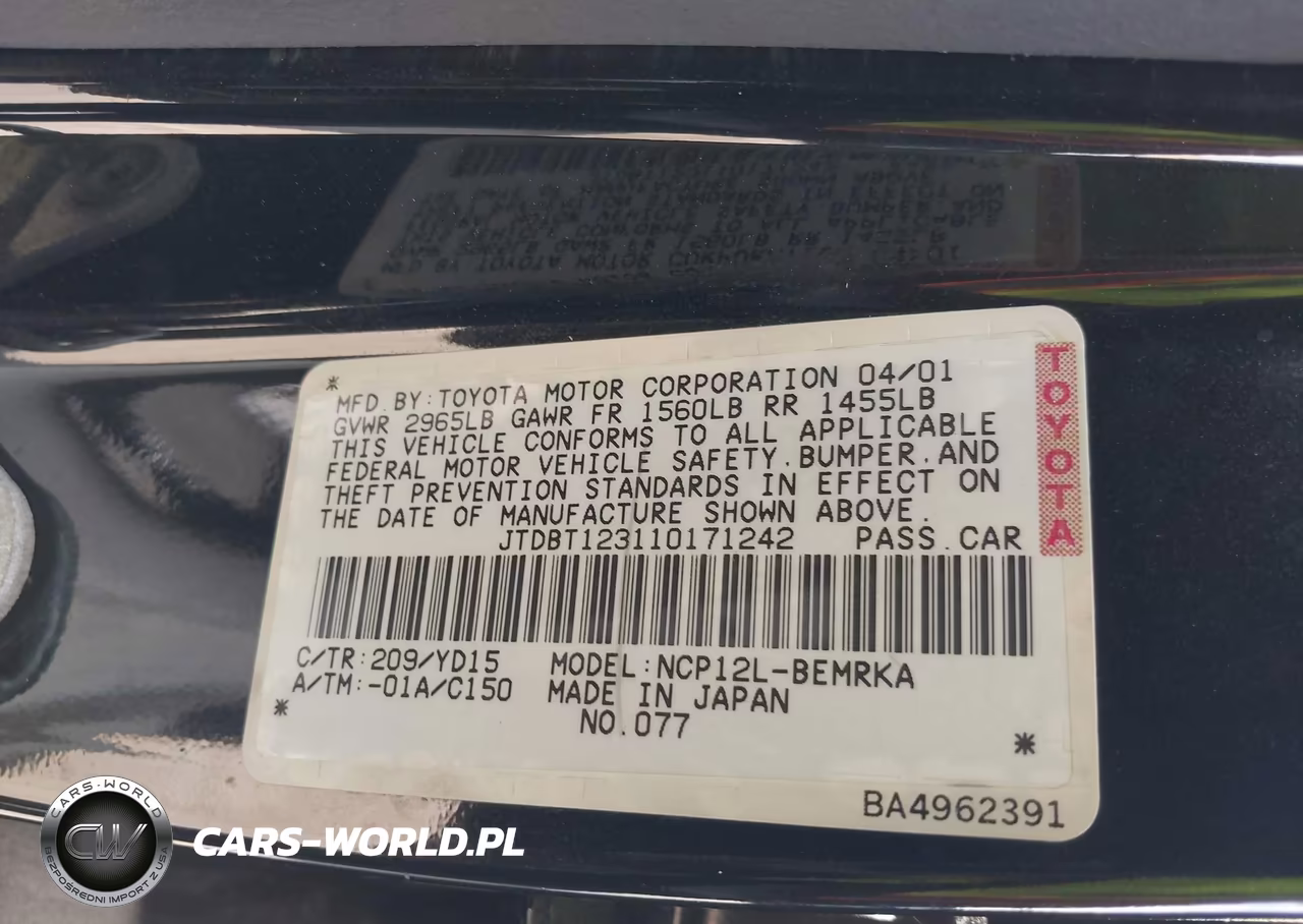 2001 Toyota Echo VIN:JTDBT123110171242 - 9