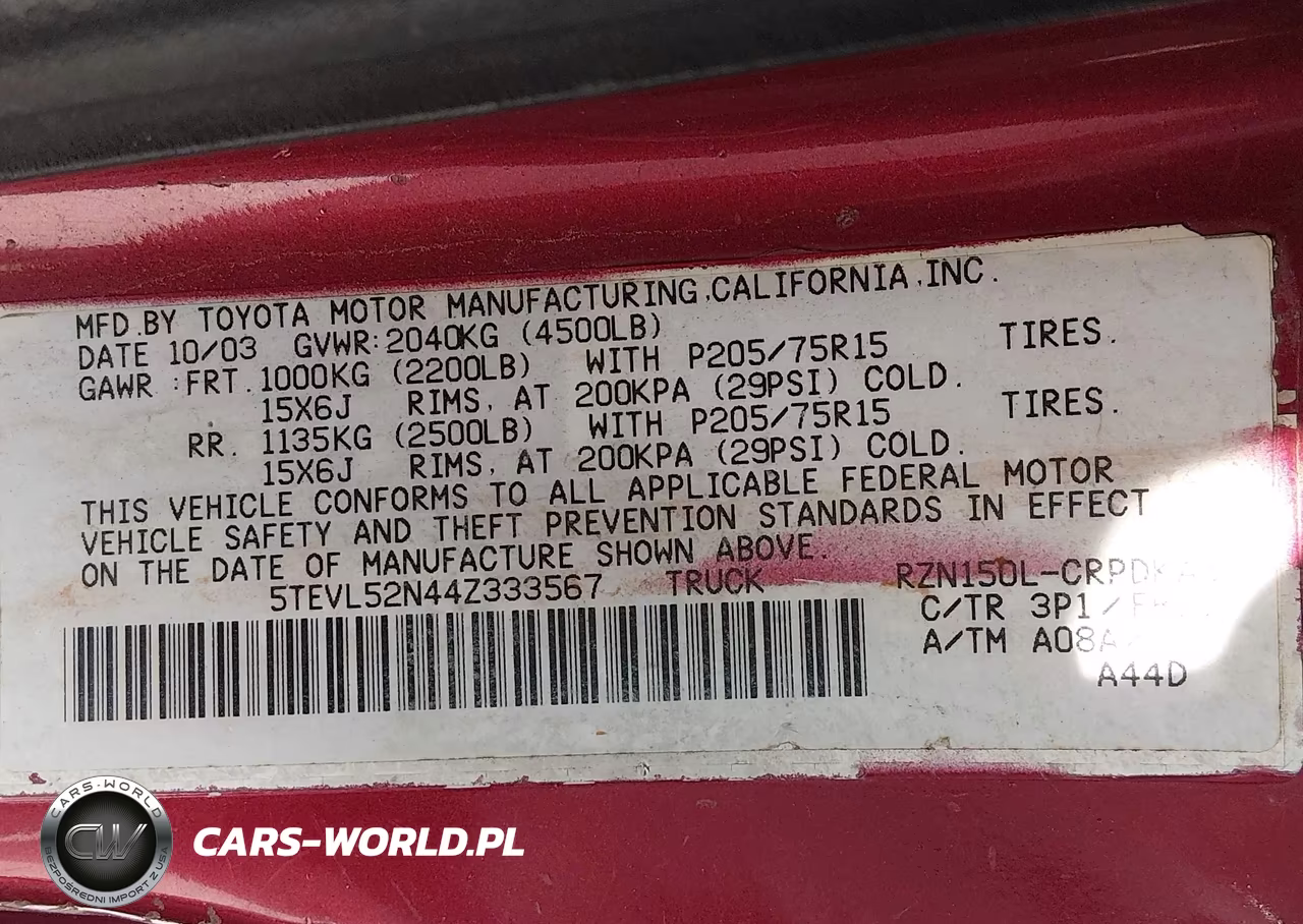 2004 Toyota Tacoma VIN:5TEVL52N44Z333567 - 9
