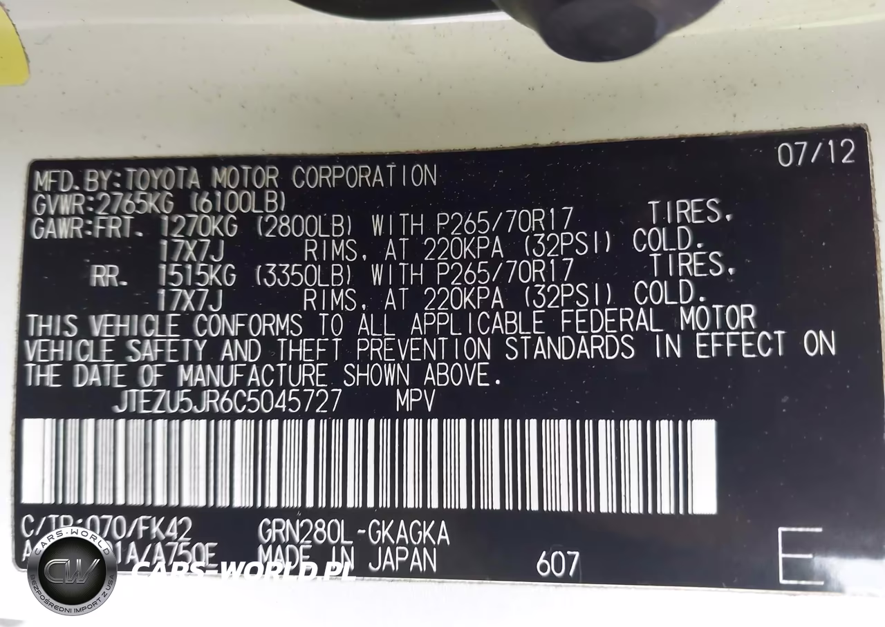 2012 Toyota 4Runner Sr5 VIN:JTEZU5JR6C5045727 - 9