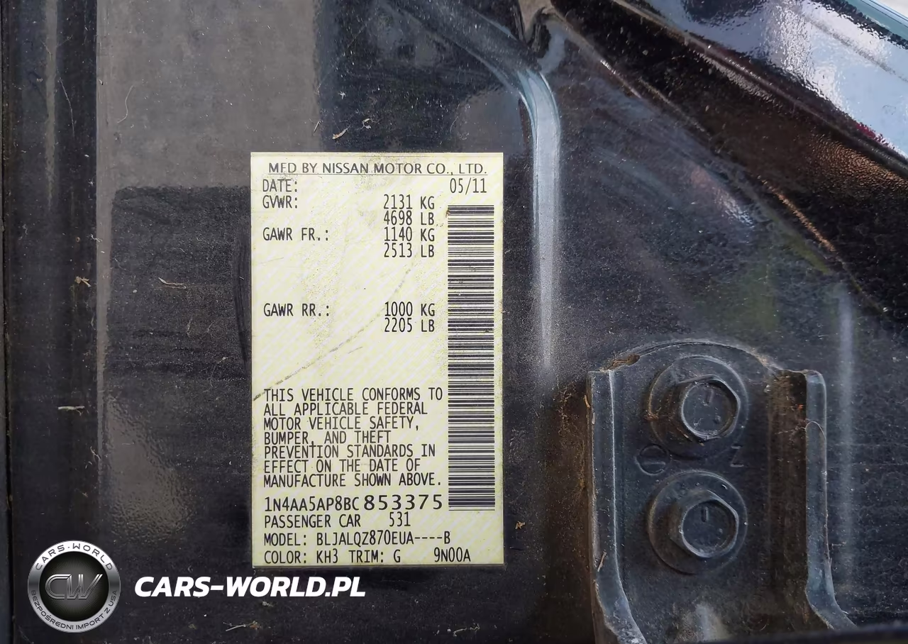 2011 Nissan Maxima 3.5 S VIN:1N4AA5AP8BC853375 - 9