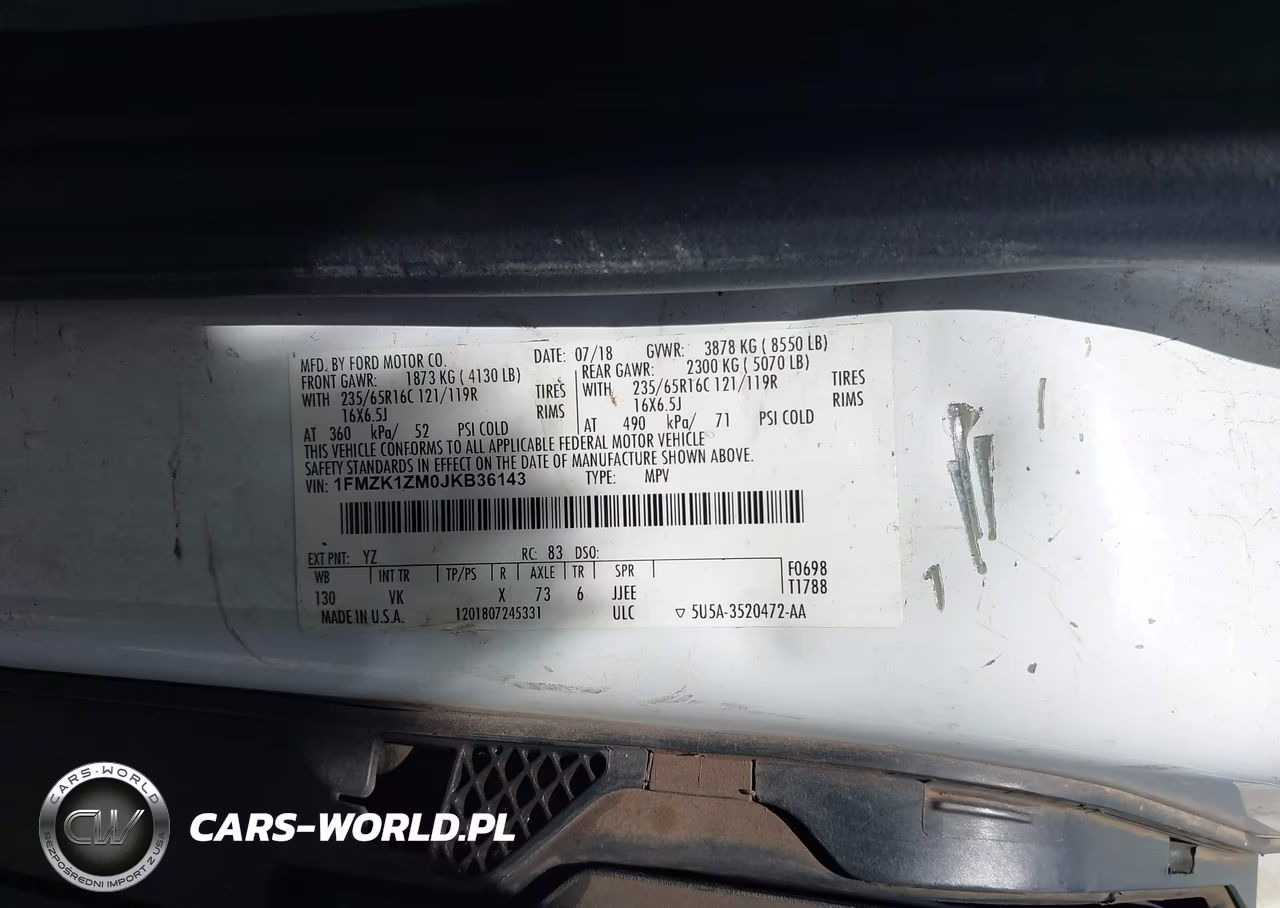 2018 Ford Transit-150 Xl VIN:1FMZK1ZM0JKB36143 - 9