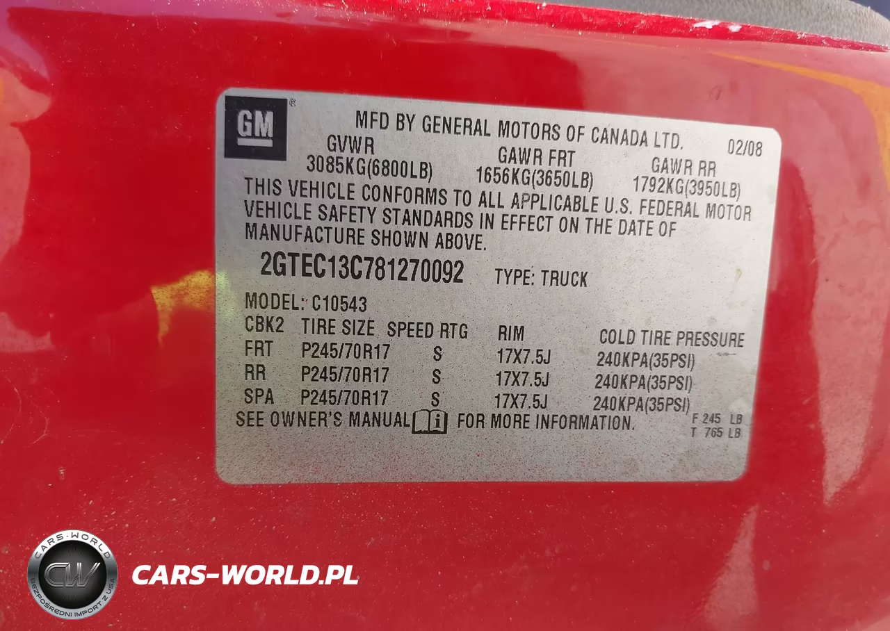 2008 GMC Sierra 1500 Work Truck VIN:2GTEC13C781270092 - 9