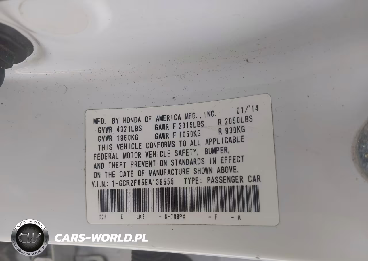 2014 Honda Accord Ex-L VIN:1HGCR2F85EA139555 - 9
