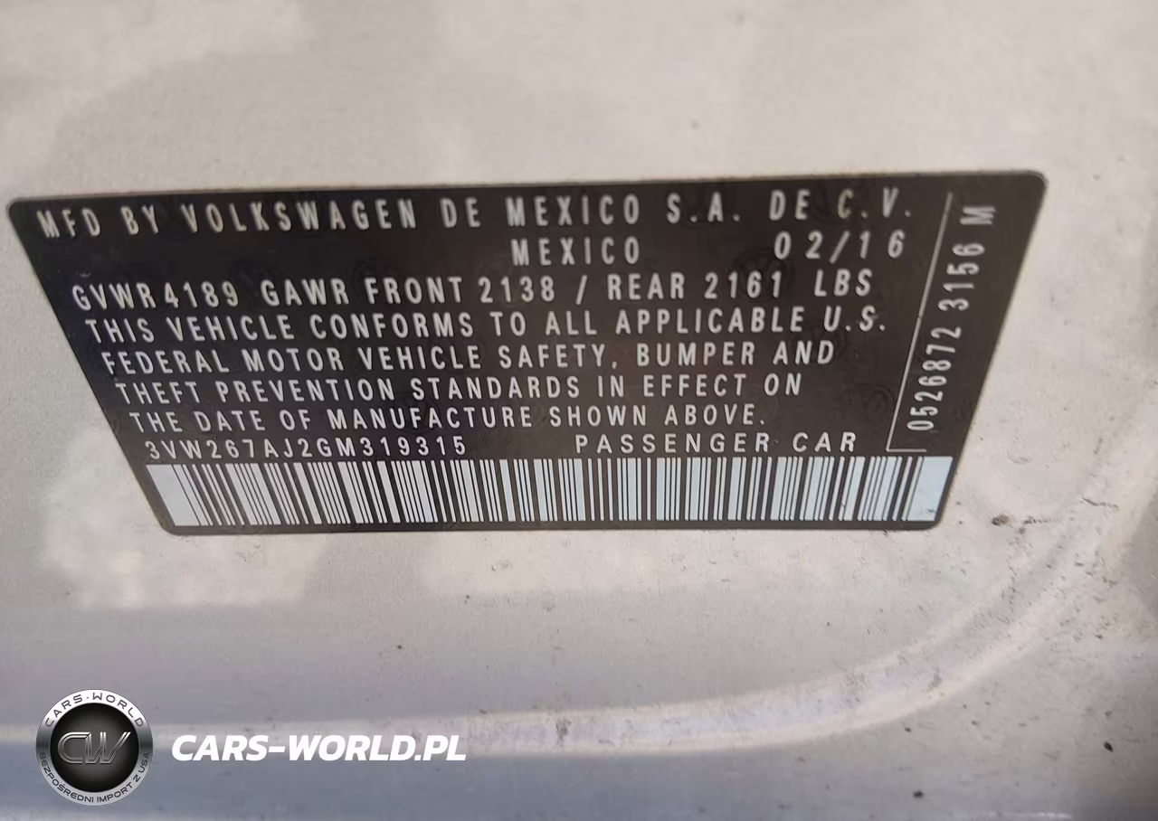 2016 Volkswagen Jetta 1.4T S VIN:3VW267AJ2GM319315 - 9