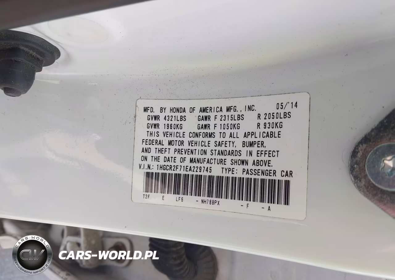2014 Honda Accord Ex VIN:1HGCR2F71EA229745 - 9