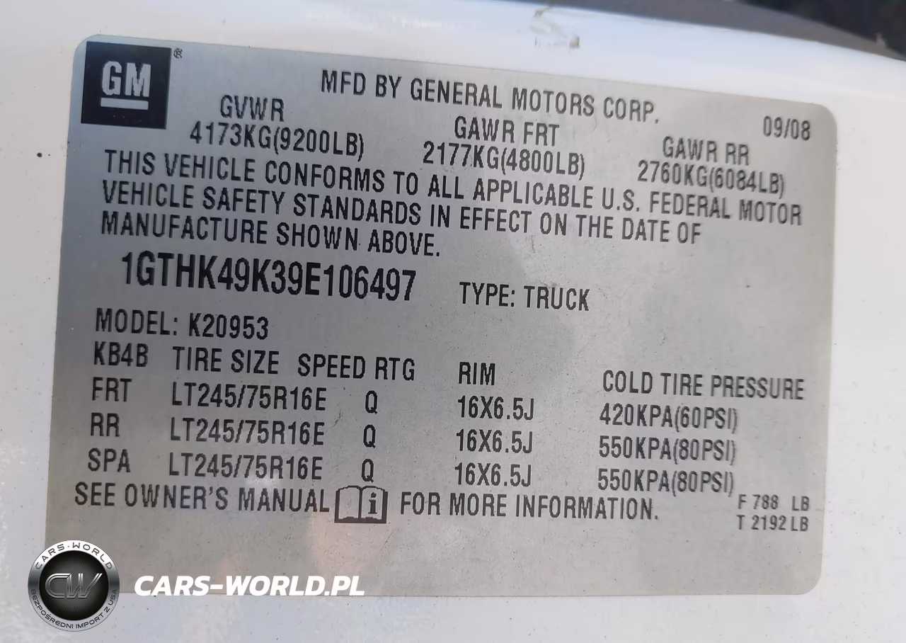 2009 GMC Sierra 2500Hd Work Truck VIN:1GTHK49K39E106497 - 9
