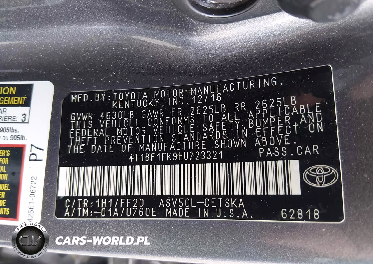 2017 Toyota Camry Se VIN:4T1BF1FK9HU723321 - 9