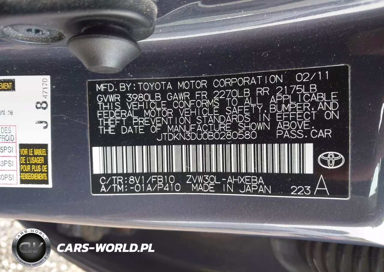 2011 Toyota Prius Two VIN:JTDKN3DU0B0280580 - 9