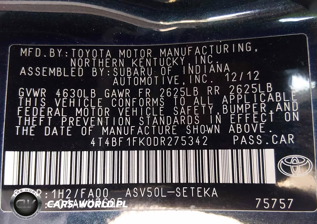2013 Toyota Camry L VIN:4T4BF1FK0DR275342 - 9