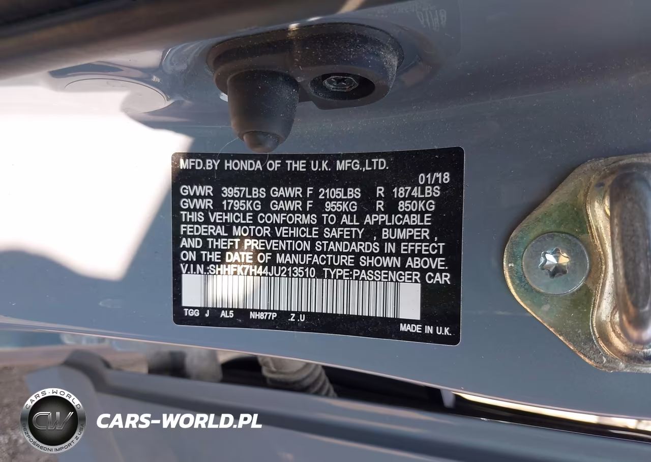 2018 Honda Civic Sport VIN:SHHFK7H44JU213510 - 9