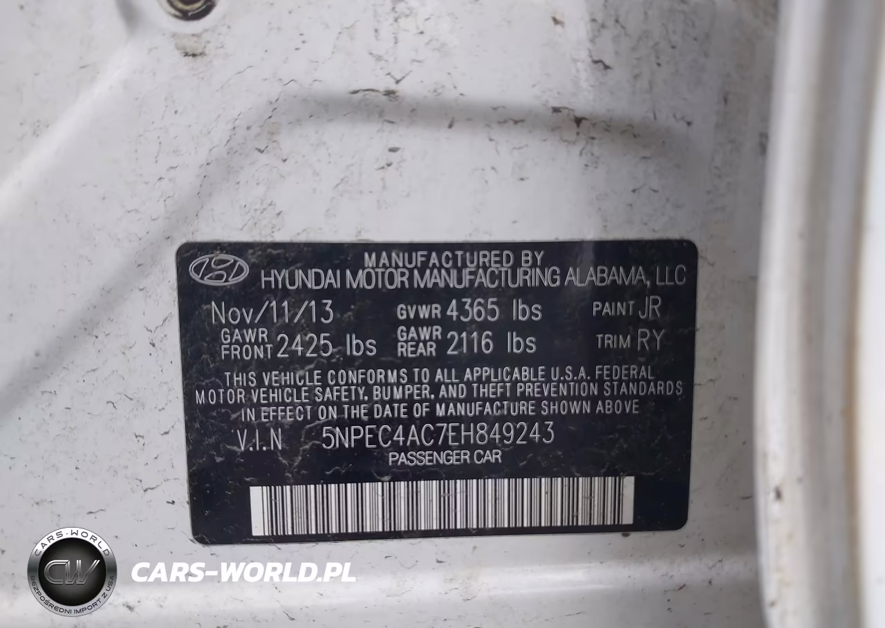 2014 Hyundai Sonata Se VIN:5NPEC4AC7EH849243 - 9