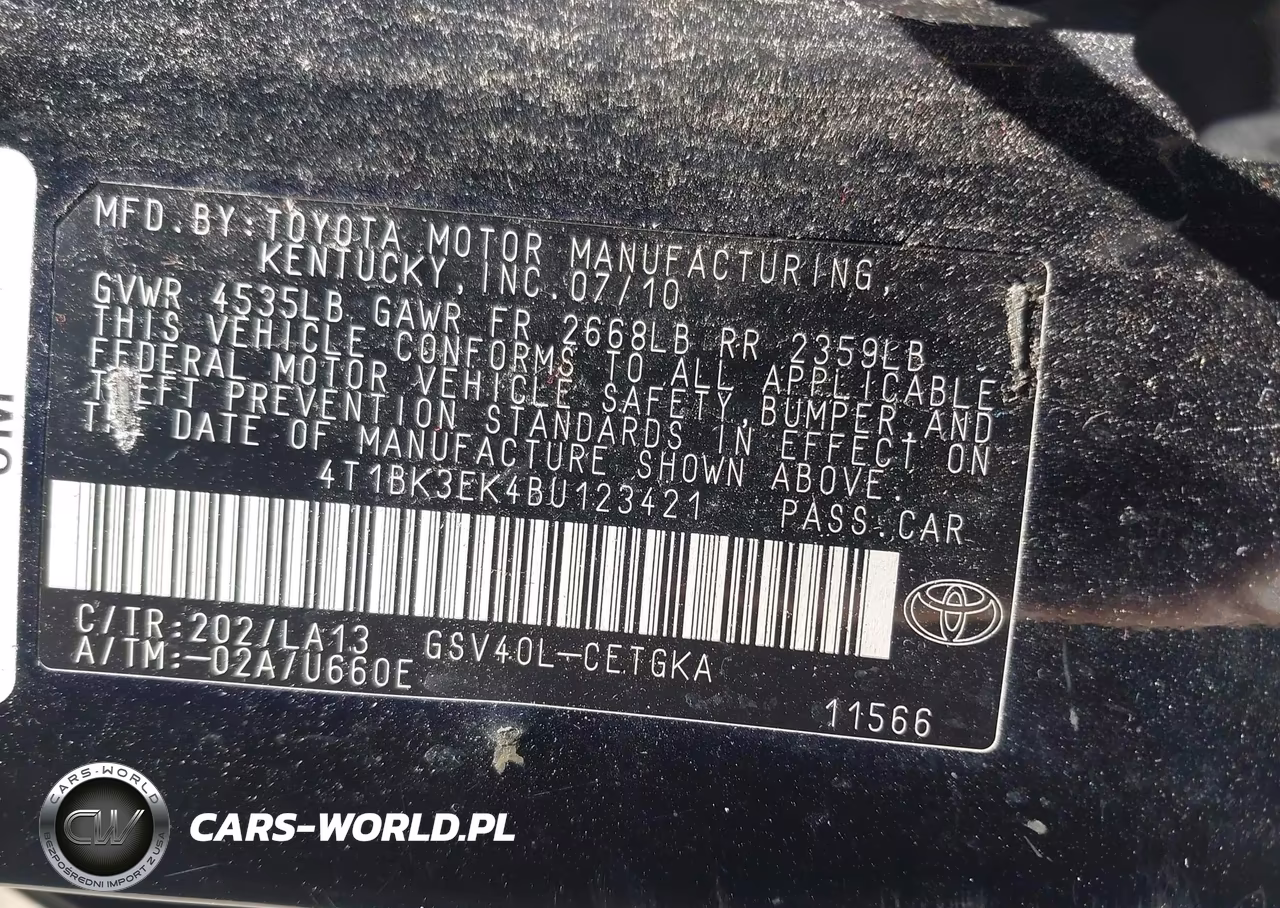 2011 Toyota Camry Xle V6 VIN:4T1BK3EK4BU123421 - 9