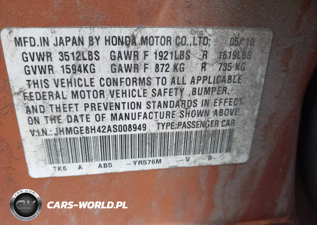 2010 Honda Fit Sport VIN:JHMGE8H42AS008949 - 9