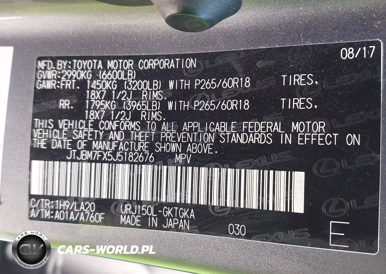 2018 Lexus Gx 460 VIN:JTJBM7FX5J5182676 - 9