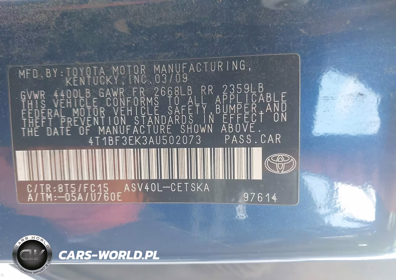 2010 Toyota Camry Se VIN:4T1BF3EK3AU502073 - 9