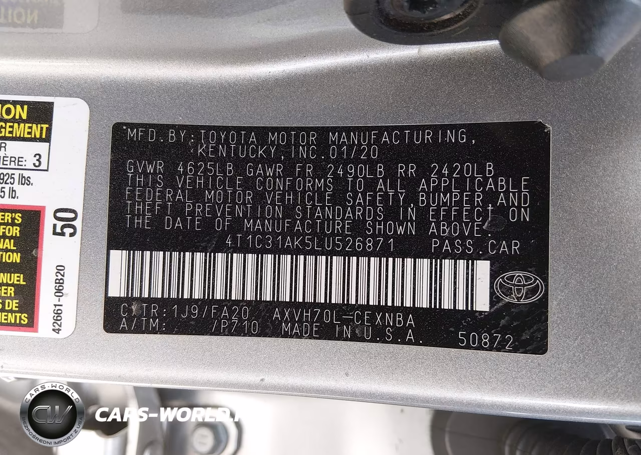 2020 Toyota Camry Le Hybrid VIN:4T1C31AK5LU526871 - 9