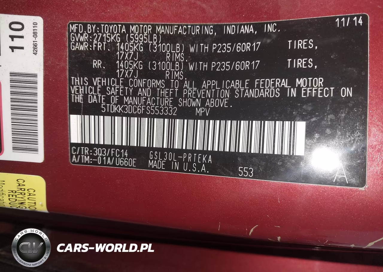 2015 Toyota Sienna Le 8 Passenger VIN:5TDKK3DC6FS553332 - 9