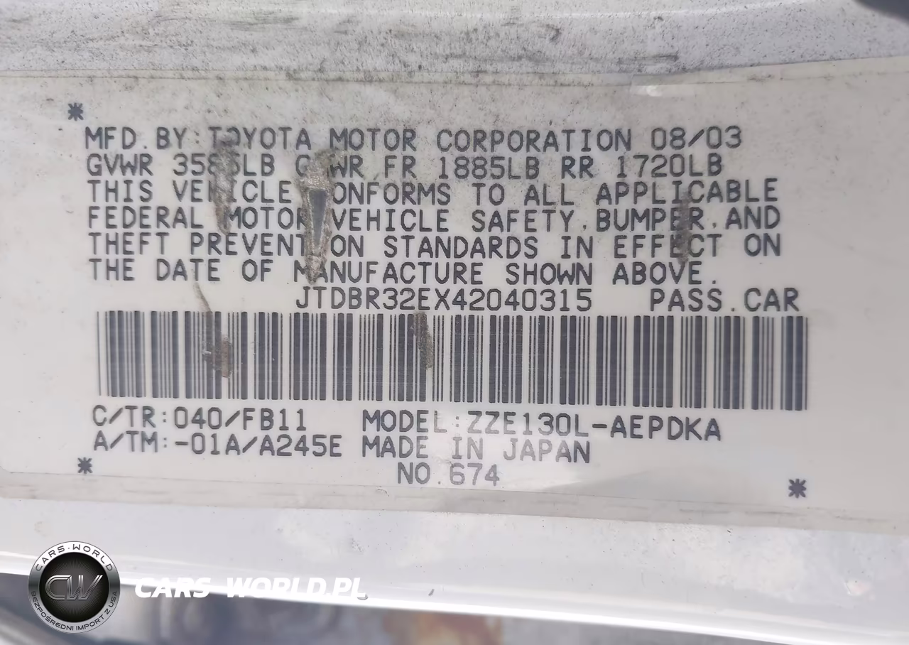 2004 Toyota Corolla Ce VIN:JTDBR32EX42040315 - 9