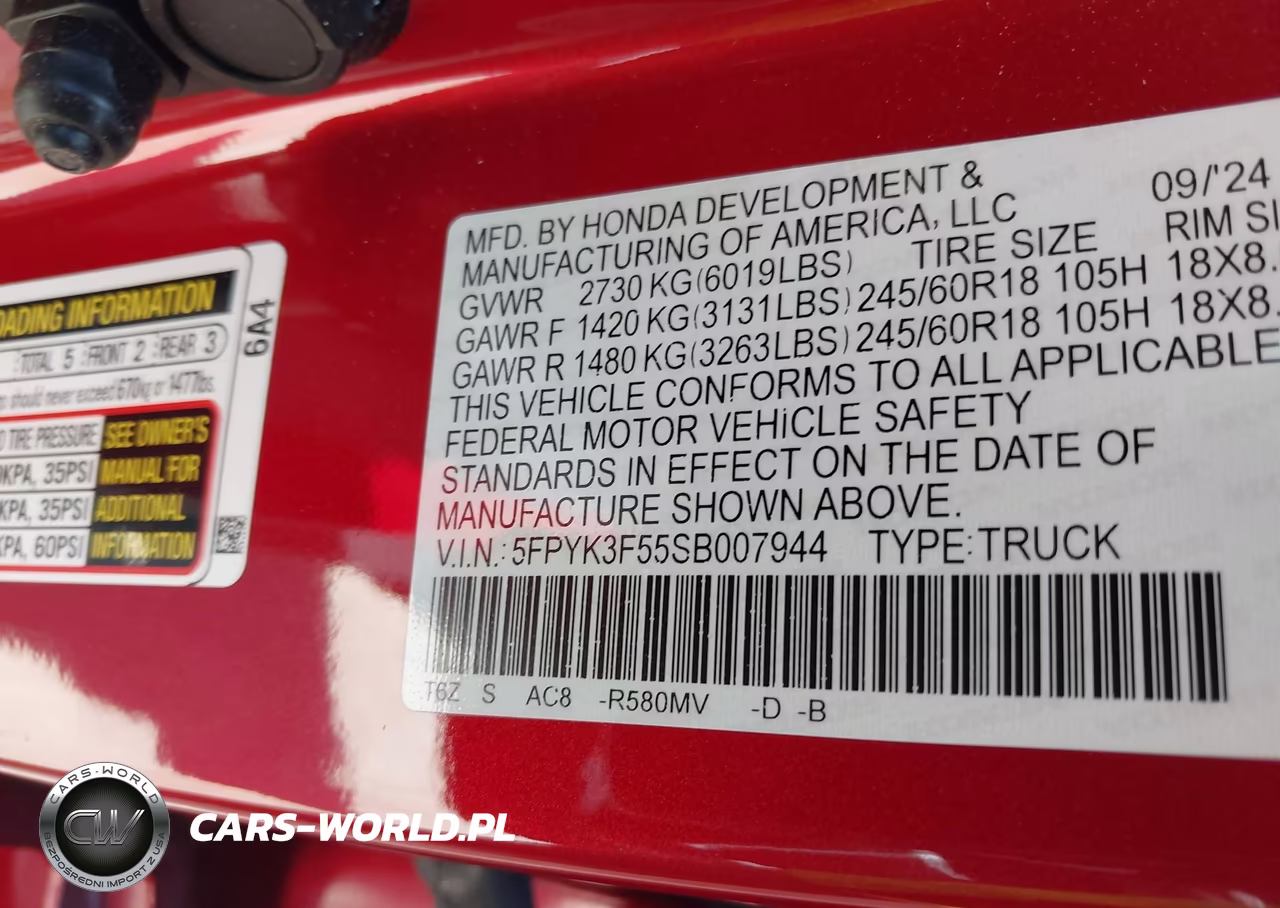 2025 Honda Ridgeline Rtl VIN:5FPYK3F55SB007944 - 9
