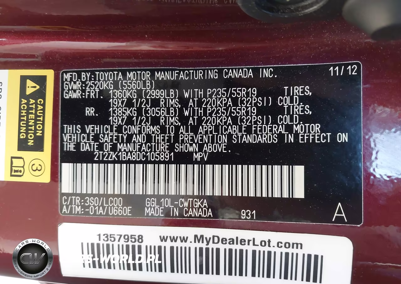 2013 Lexus Rx 350 VIN:2T2ZK1BA8DC105891 - 9