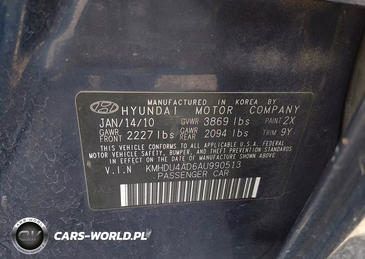 2010 Hyundai Elantra Gls VIN:KMHDU4AD6AU990513 - 9