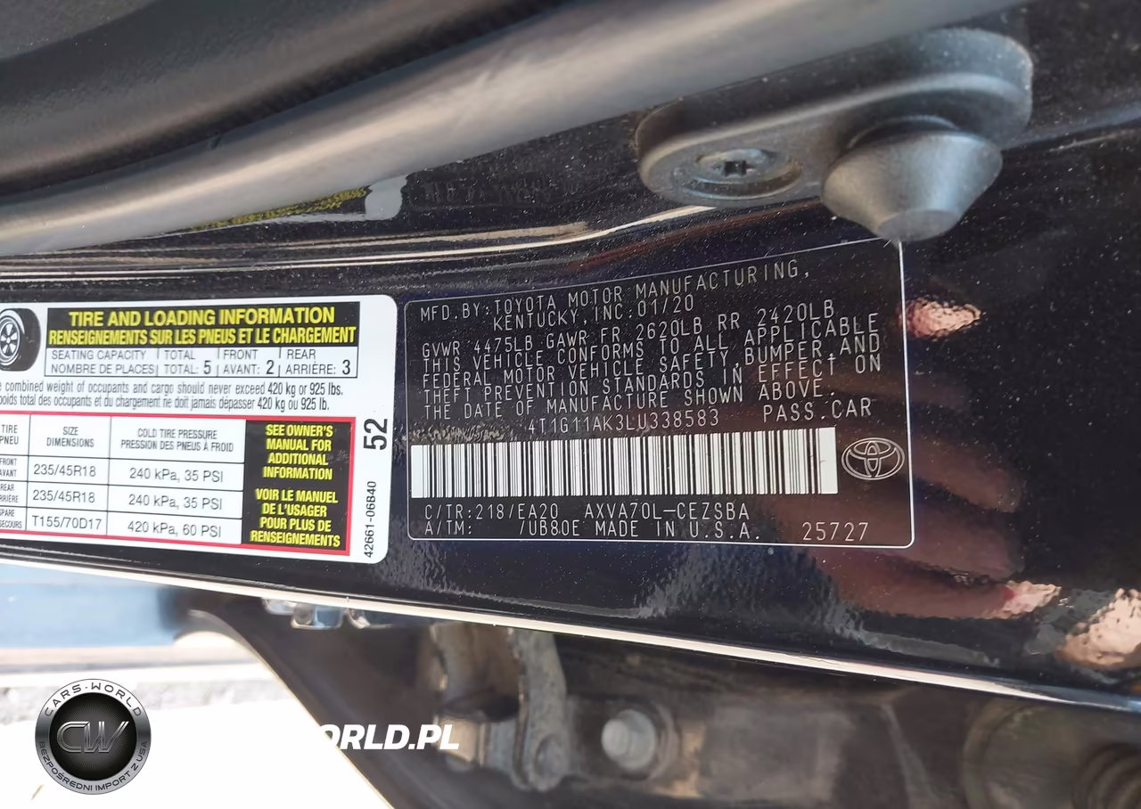2020 Toyota Camry Se VIN:4T1G11AK3LU338583 - 9