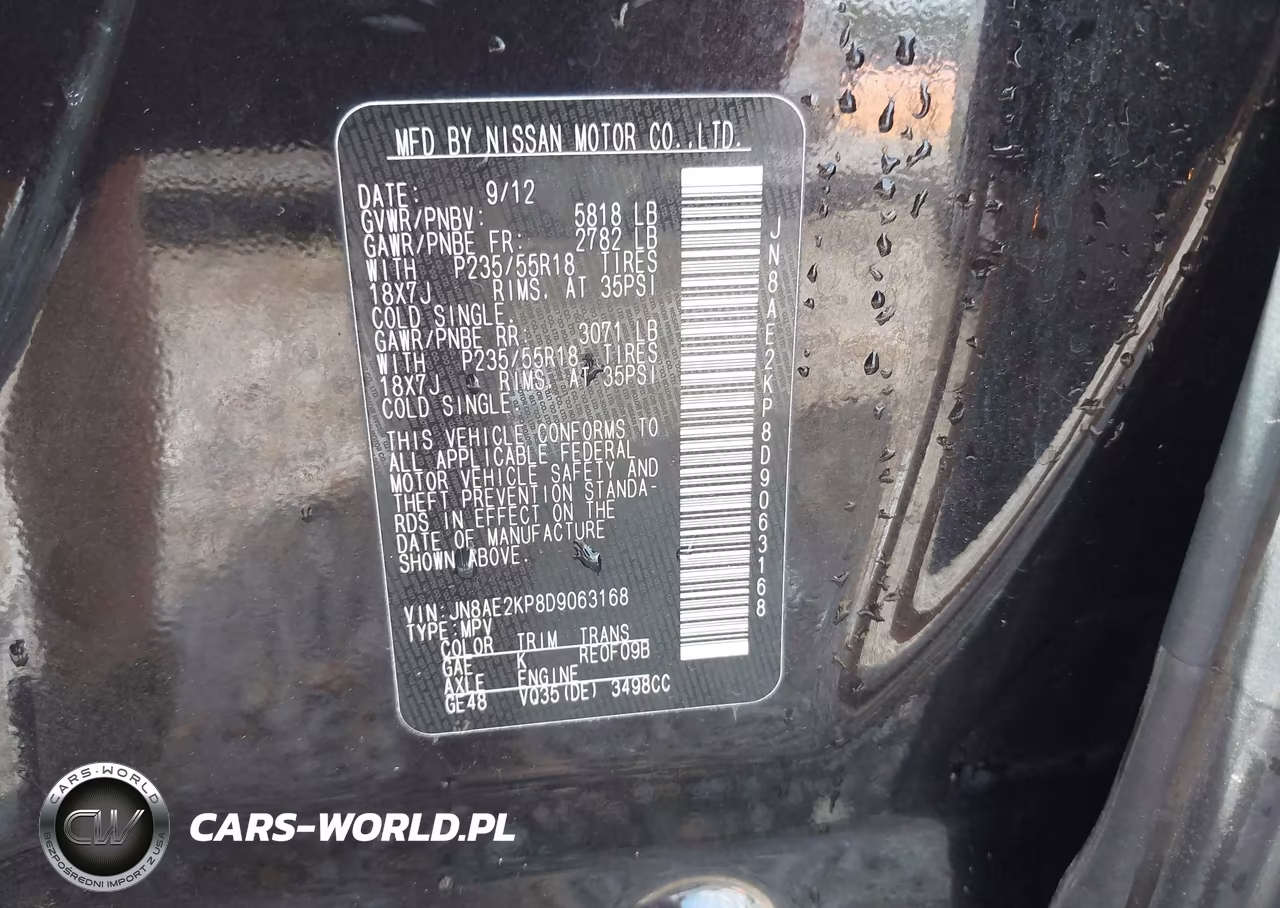 2013 Nissan Quest Sl VIN:JN8AE2KP8D9063168 - 9