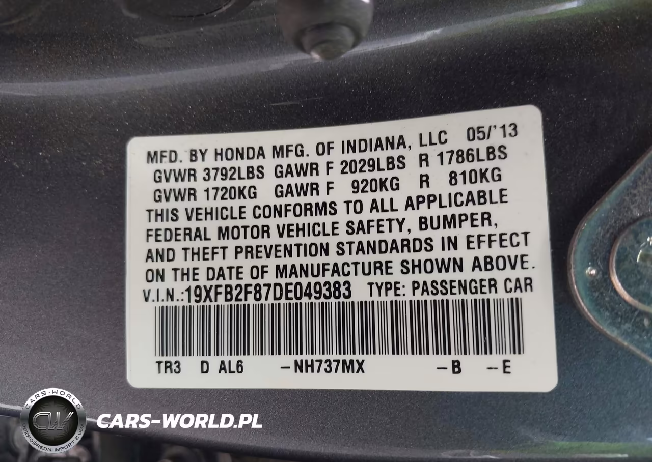 2013 Honda Civic Ex VIN:19XFB2F87DE049383 - 9