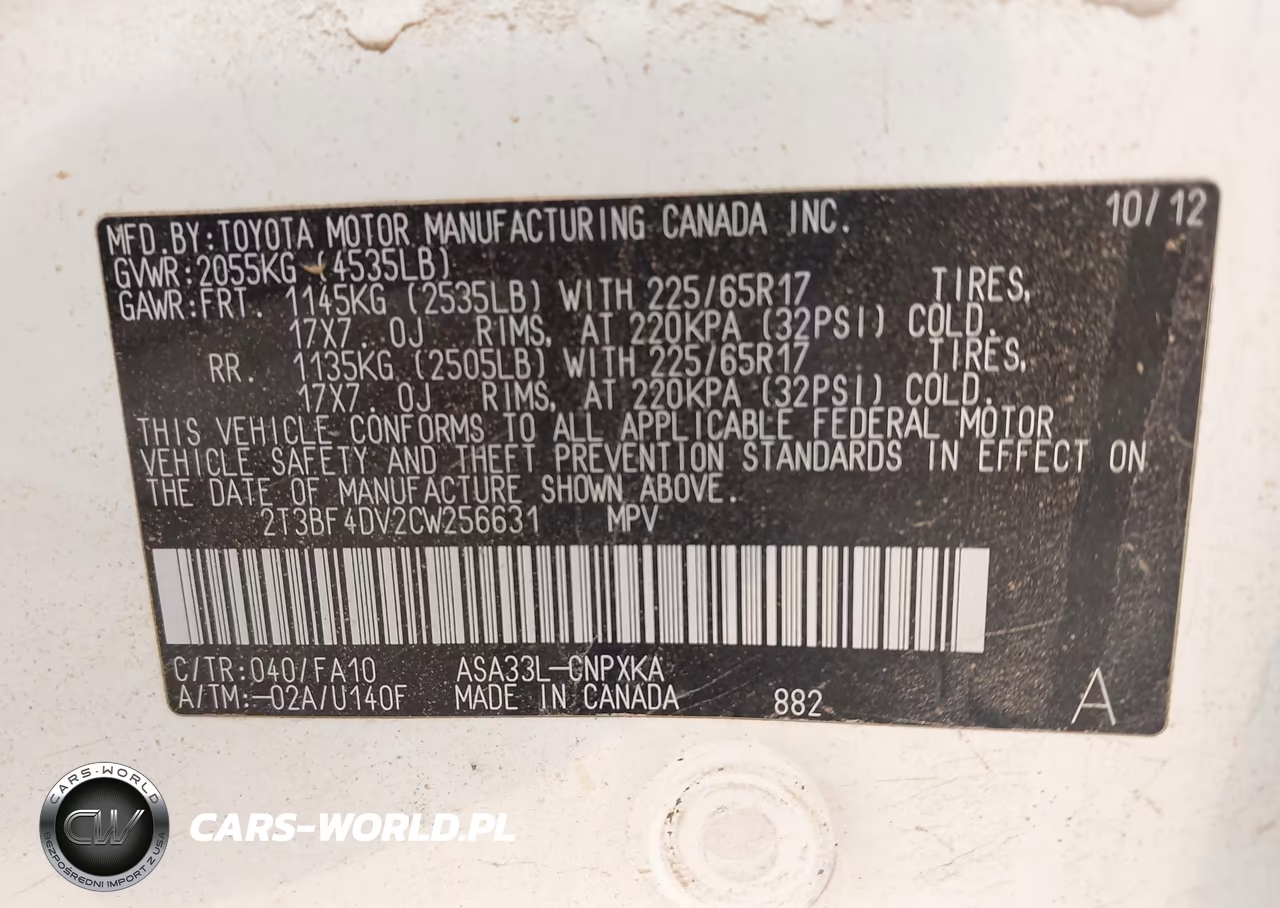 2012 Toyota Rav4 VIN:2T3BF4DV2CW256631 - 9