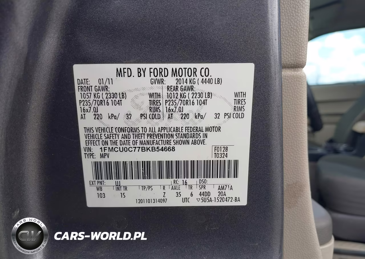2011 Ford Escape Xls VIN:1FMCU0C77BKB54668 - 9