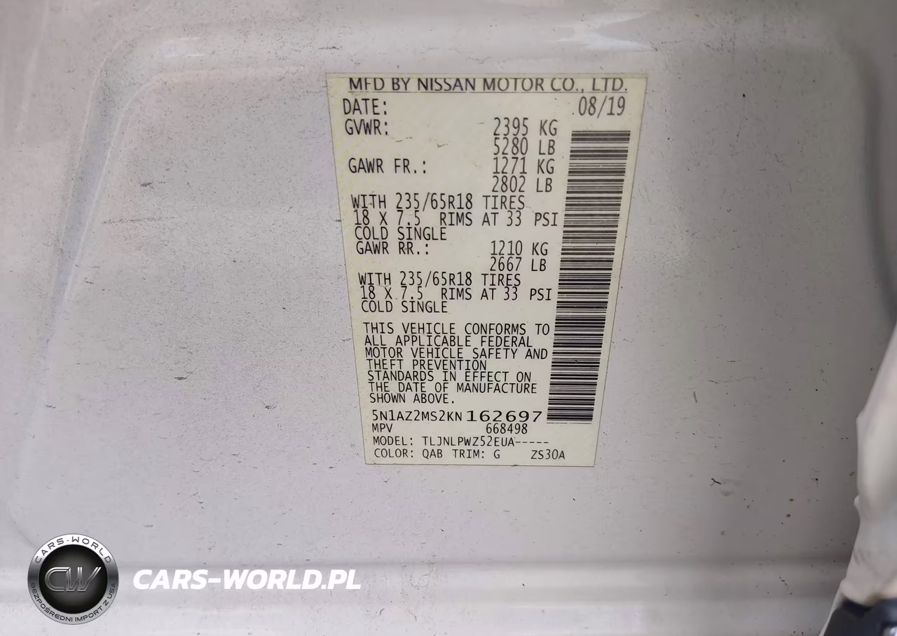 2019 Nissan Murano S VIN:5N1AZ2MS2KN162697 - 9
