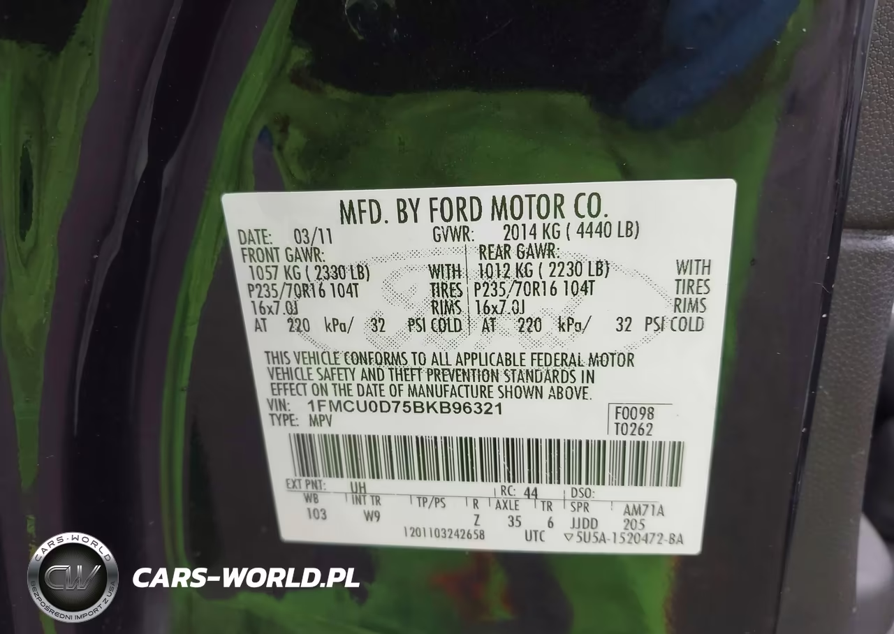 2011 Ford Escape Xlt VIN:1FMCU0D75BKB96321 - 9