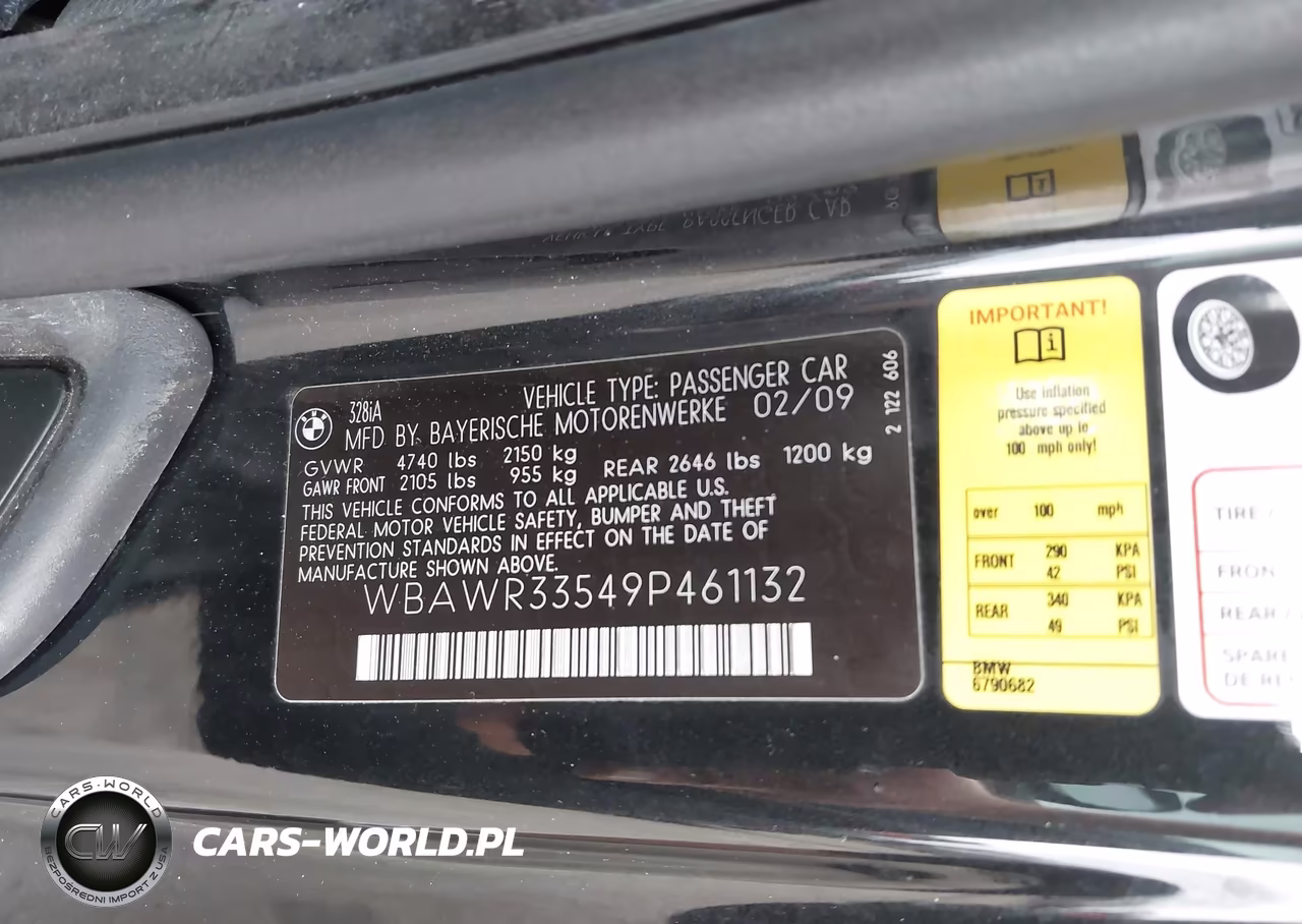 2009 BMW 328I VIN:WBAWR33549P461132 - 9
