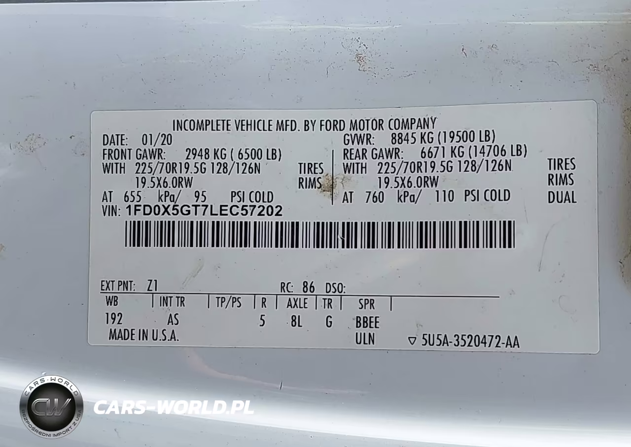 2020 Ford F-550 Chassis Xl VIN:1FD0X5GT7LEC57202 - 8