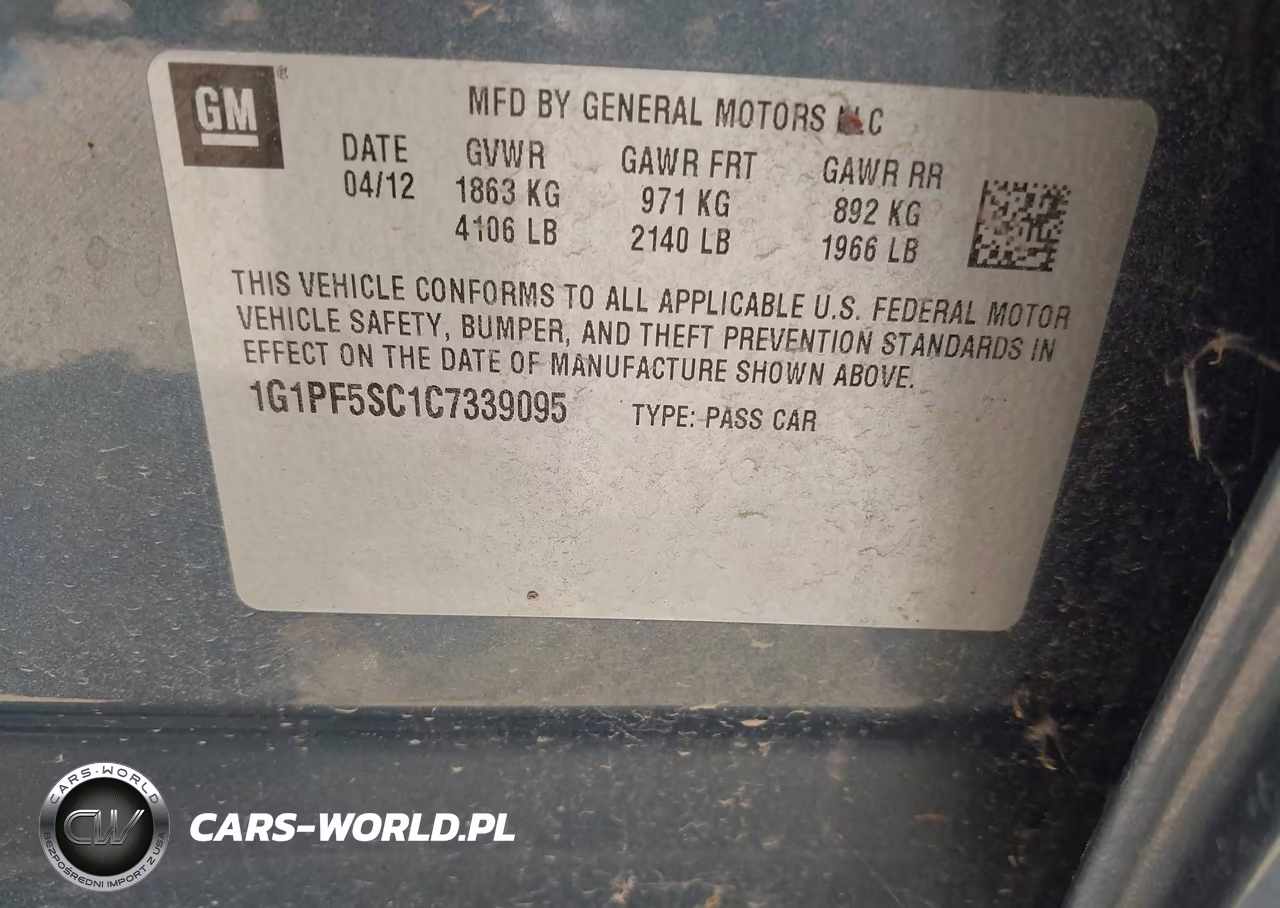 2012 Chevrolet Cruze 1Lt VIN:1G1PF5SC1C7339095 - 9
