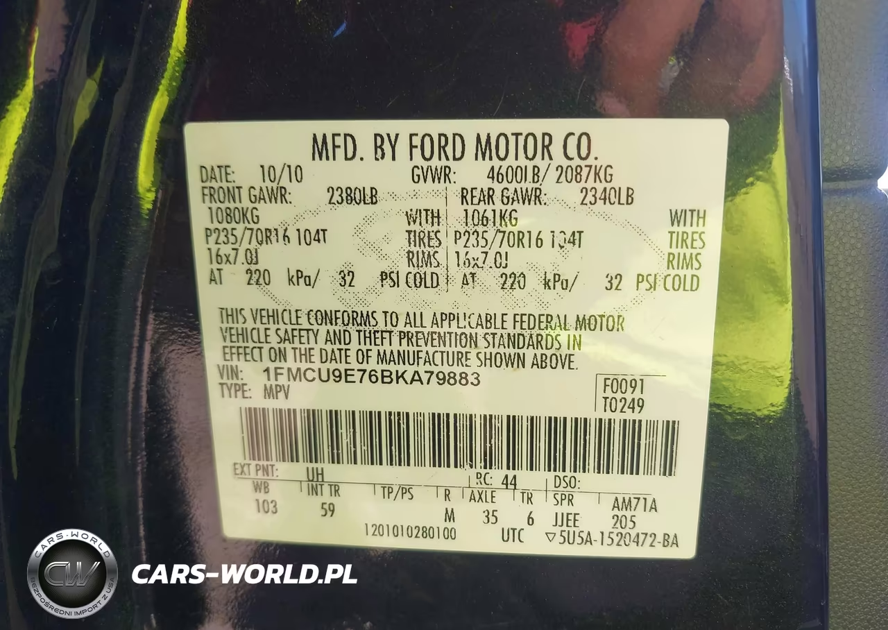2011 Ford Escape Limited VIN:1FMCU9E76BKA79883 - 9