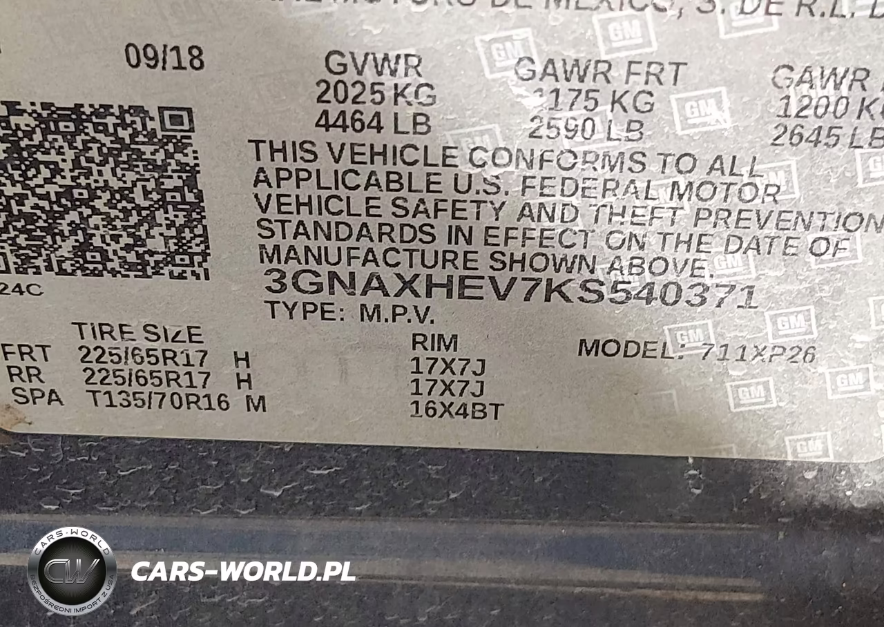 2019 Chevrolet Equinox Ls VIN:3GNAXHEV7KS540371 - 9