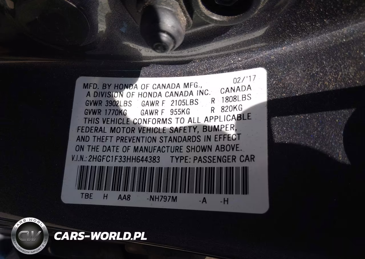 2017 Honda Civic Ex-T VIN:2HGFC1F33HH644383 - 9