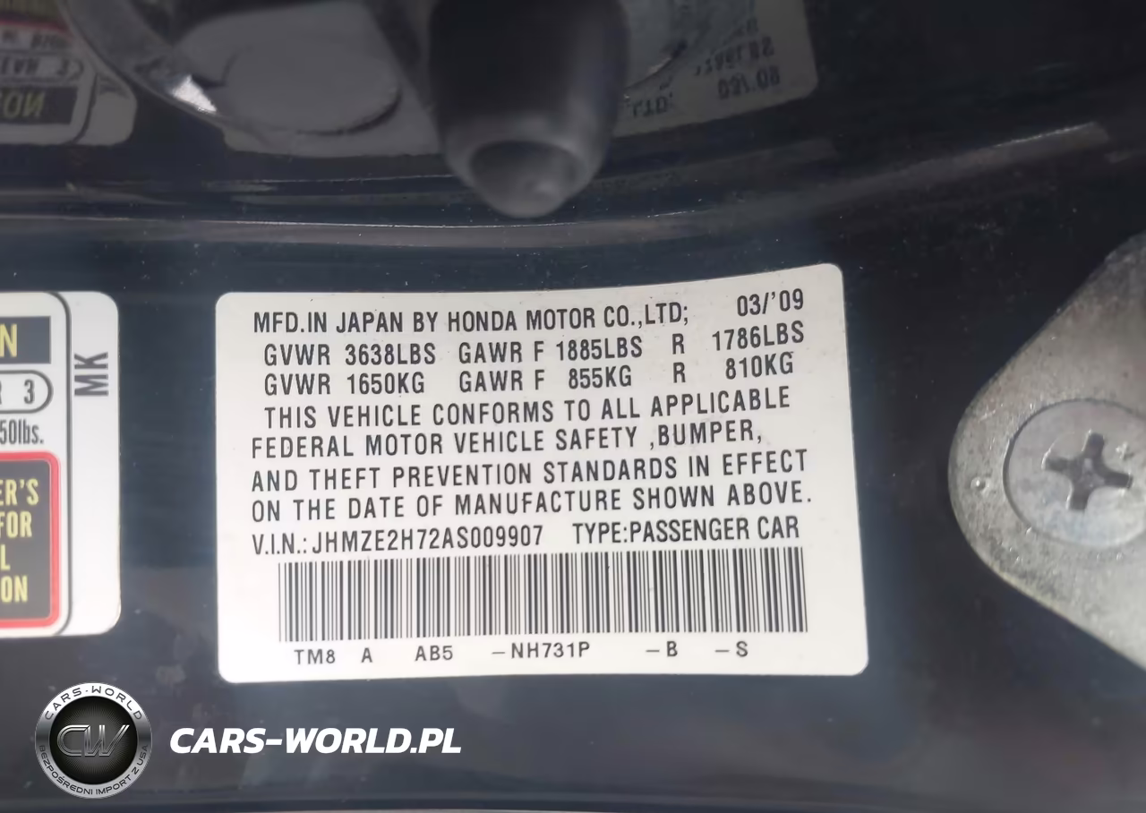2010 Honda Insight Ex VIN:JHMZE2H72AS009907 - 9