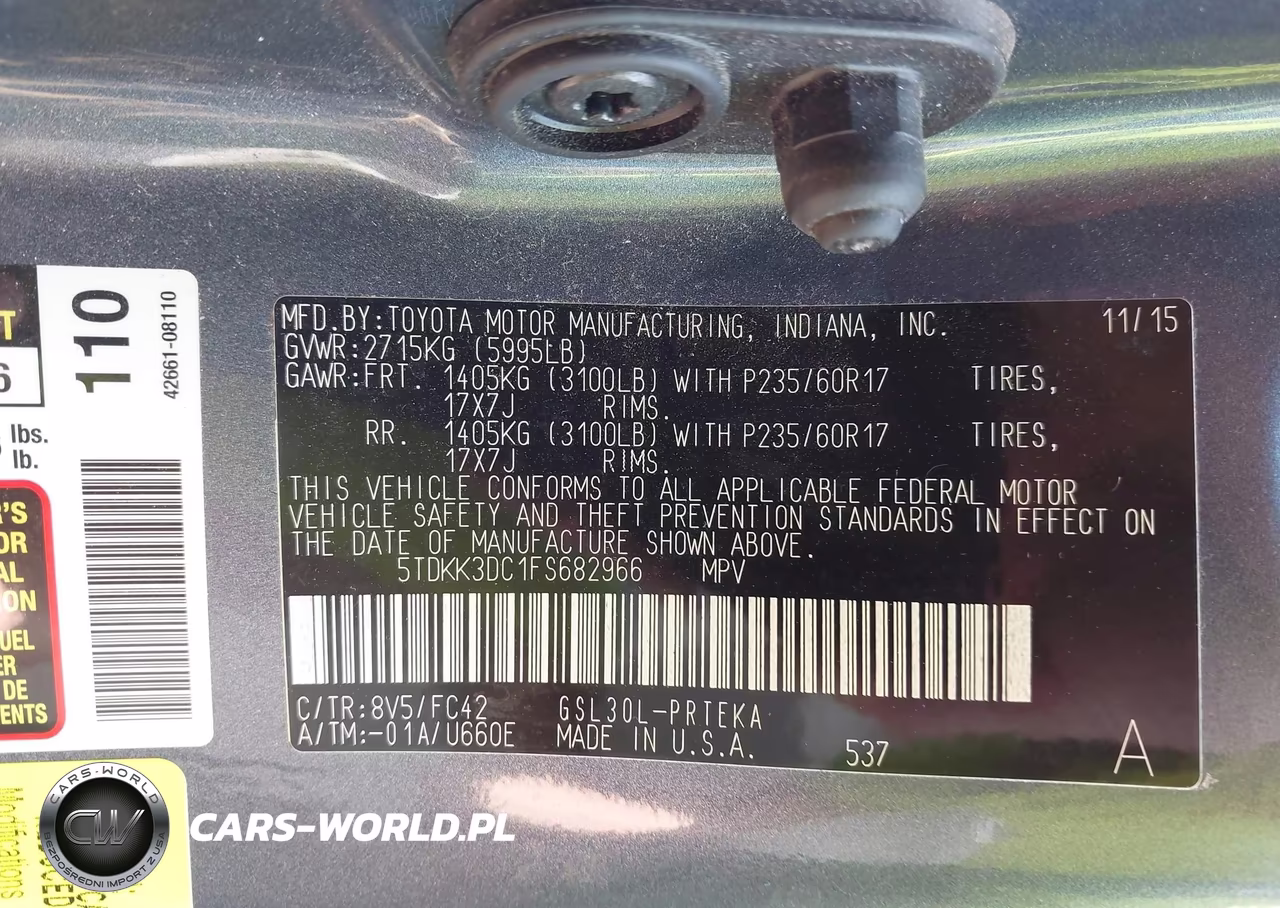 2015 Toyota Sienna Le 8 Passenger VIN:5TDKK3DC1FS682966 - 9