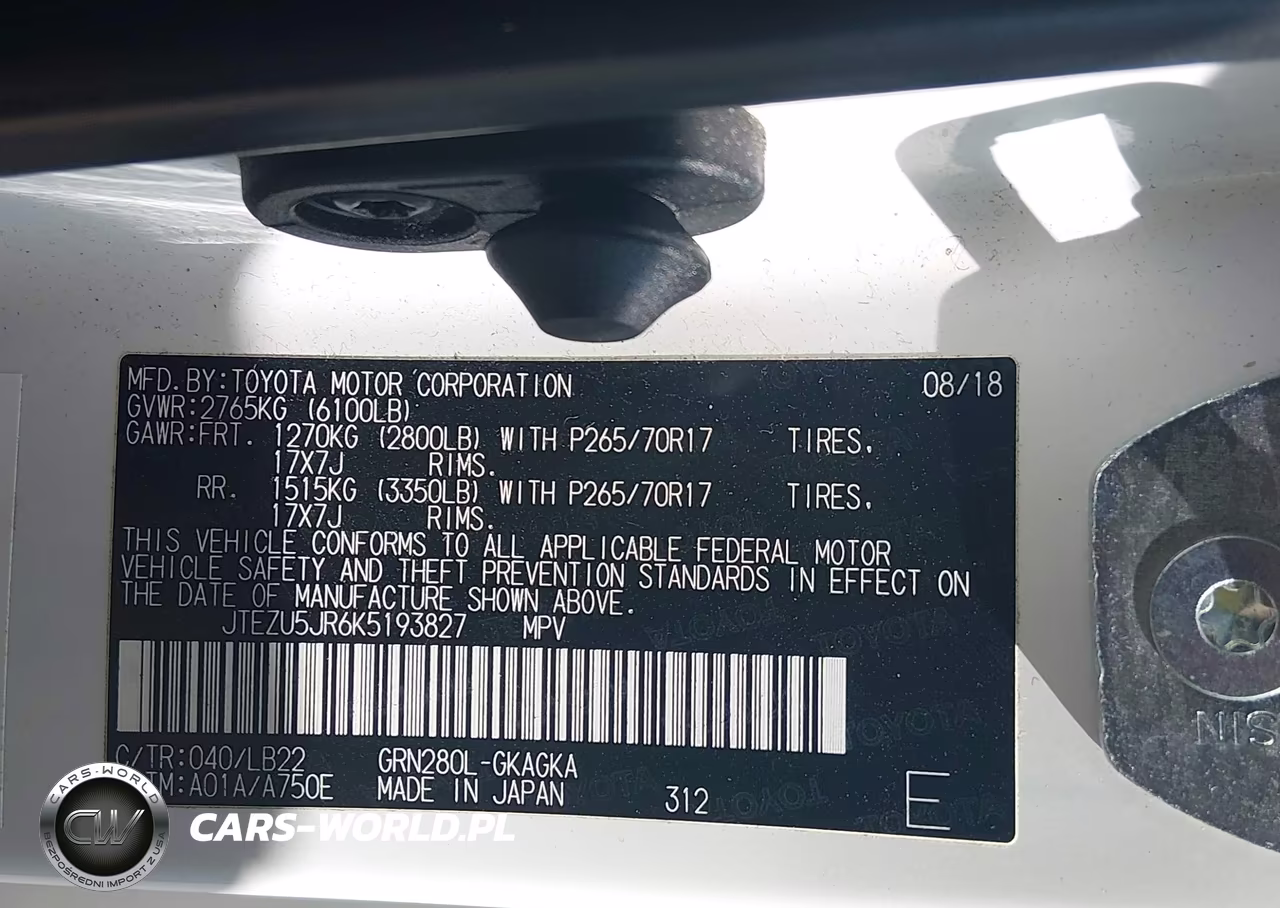 2019 Toyota 4Runner Sr5 Premium VIN:JTEZU5JR6K5193827 - 9