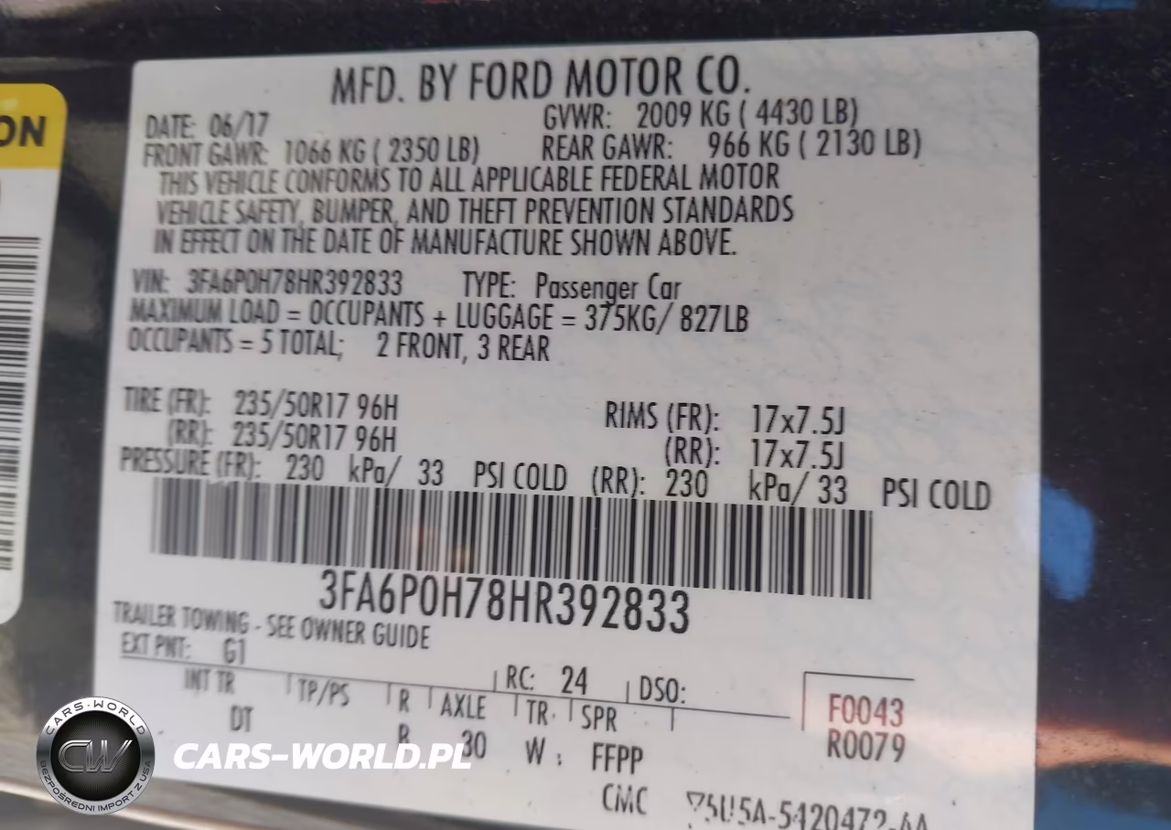 2017 Ford Fusion Se VIN:3FA6P0H78HR392833 - 9