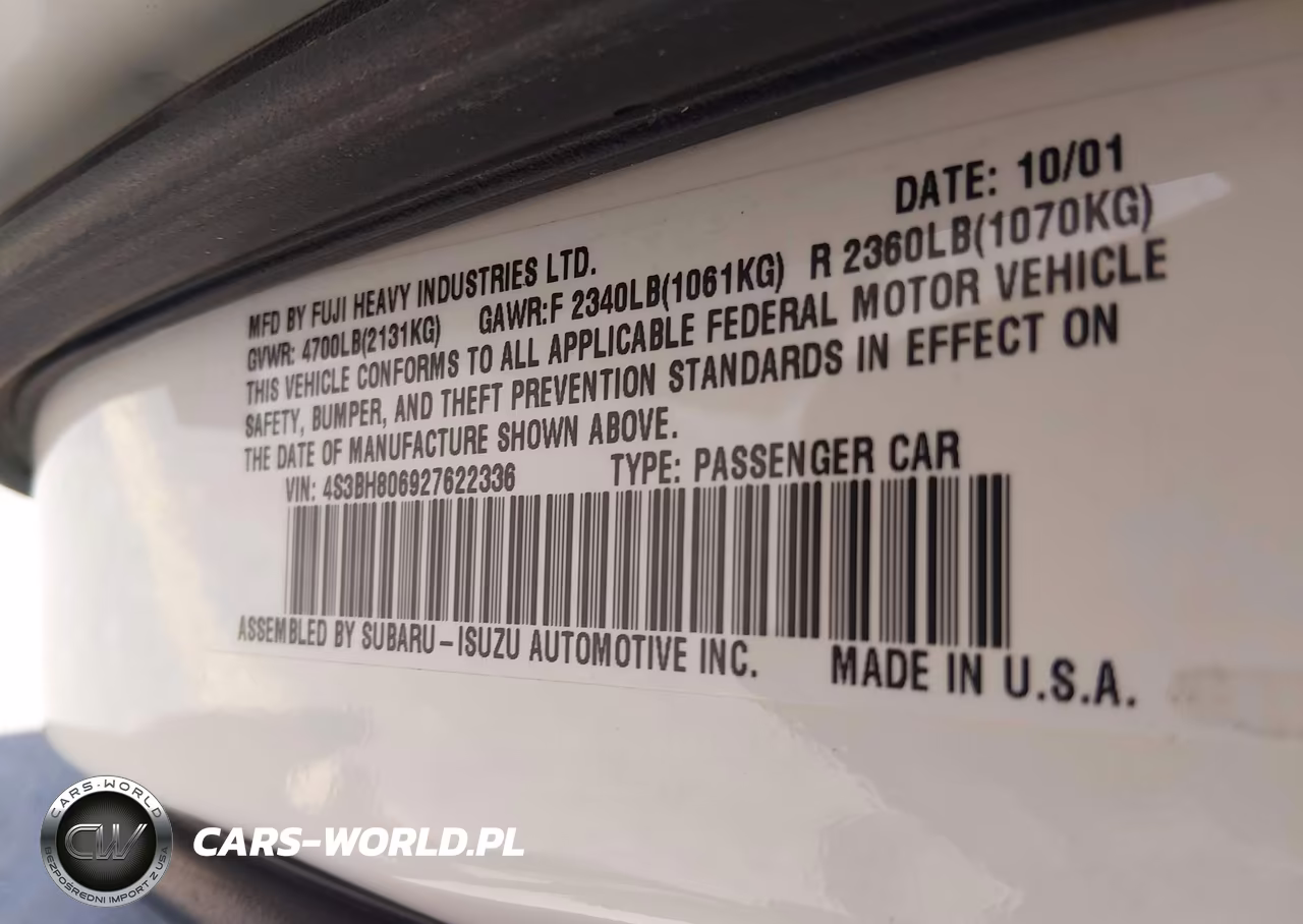 2002 Subaru Outback H6-3.0 L.l. Bean Edition VIN:4S3BH806927622336 - 9