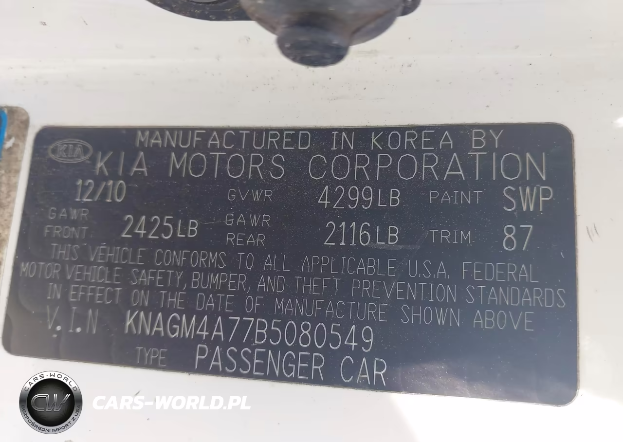 2011 Kia Optima Lx VIN:KNAGM4A77B5080549 - 9