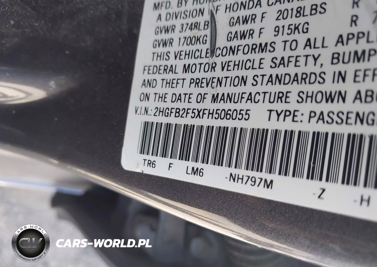2015 Honda Civic Lx VIN:2HGFB2F5XFH506055 - 9