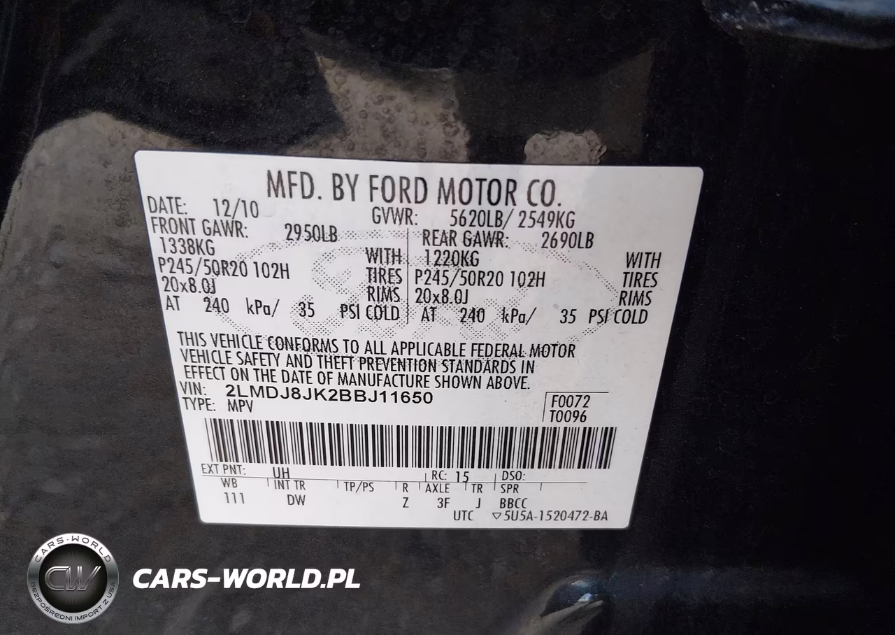 2011 Lincoln Mkx VIN:2LMDJ8JK2BBJ11650 - 9
