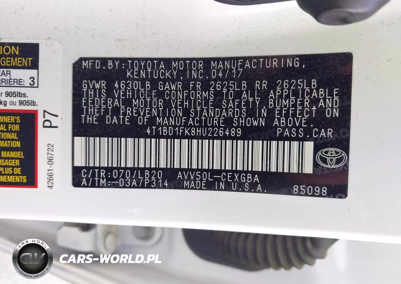 2017 Toyota Camry Hybrid Xle VIN:4T1BD1FK8HU226489 - 9